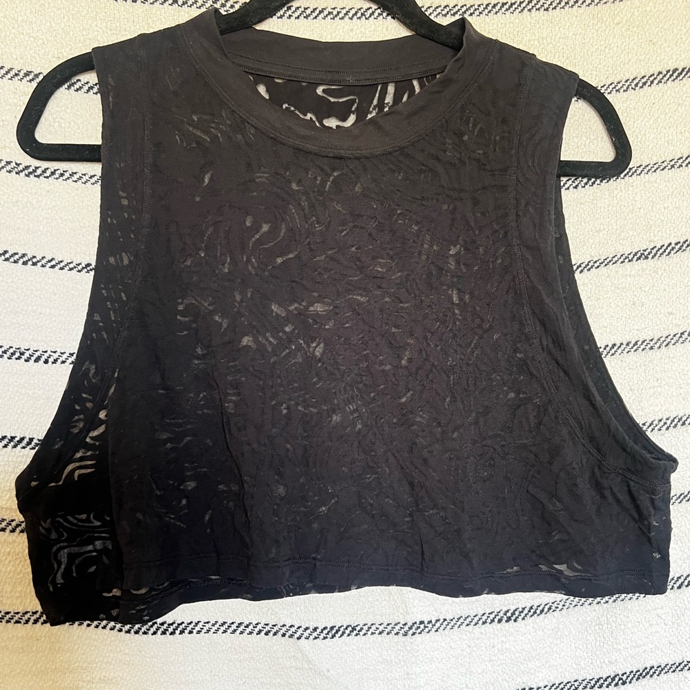 Lululemon black overlay crop top